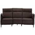 TRAPEZSOFA in Echtleder Dunkelbraun  - Dunkelbraun/Schwarz, KONVENTIONELL, Leder/Metall (221/103/95cm) - Dieter Knoll