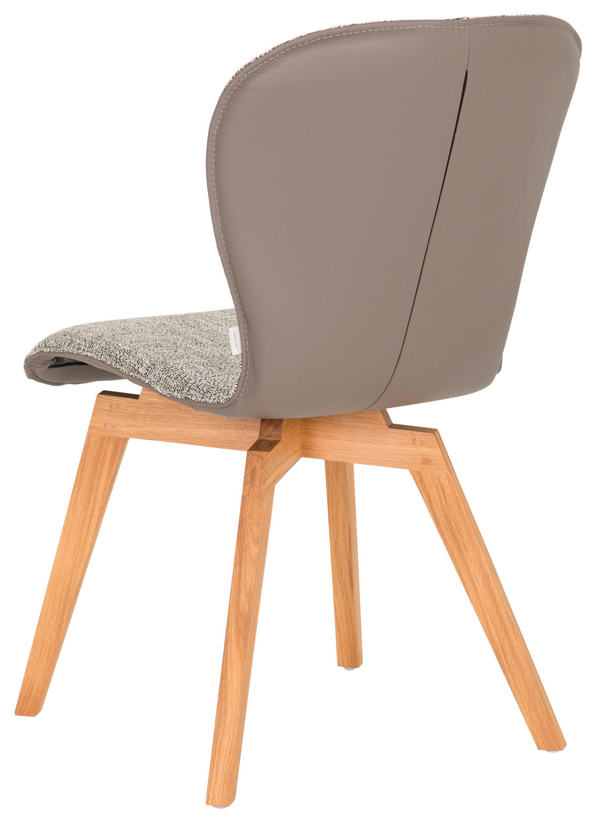 STUHL  in beflockt Echtleder pigmentiert Holz, Textil, Leder  - Eichefarben/Braun, Design, Leder/Holz (48/91/61cm) - Bert Plantagie