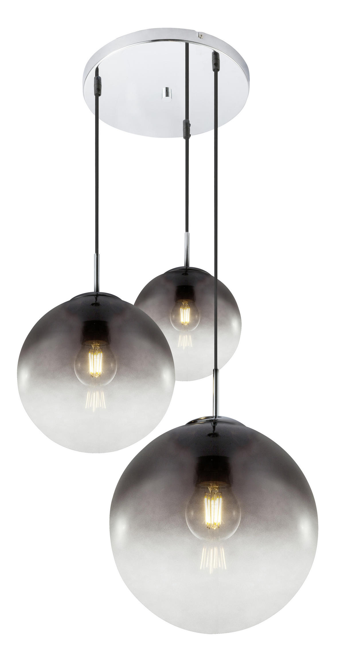 HÄNGELEUCHTE  51/120 cm   - Chromfarben/Grau, Design, Glas/Metall (51/120cm) - Globo