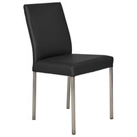 STUHL Echtleder  - Edelstahlfarben/Schwarz, Konventionell, Leder/Metall (45/89/44cm)