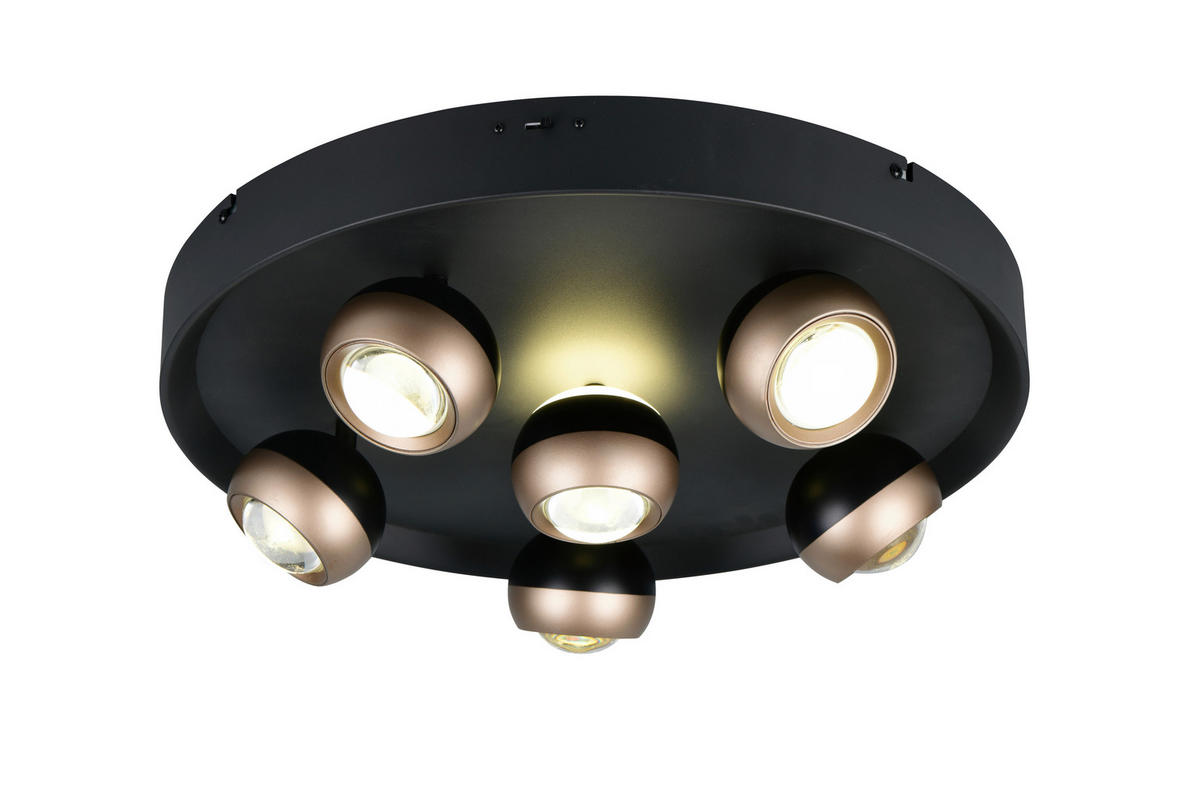 LED-DECKENLEUCHTE 50/13,5 cm   - Schwarz/Braun, LIFESTYLE, Metall (50/13,5cm)