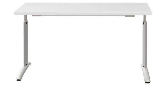 SCHREIBTISCH 140/80/70-82 cm in Weiß, Alufarben - Alufarben/Weiß, KONVENTIONELL, Holzwerkstoff/Metall (140/80/70-82cm) - Moderano