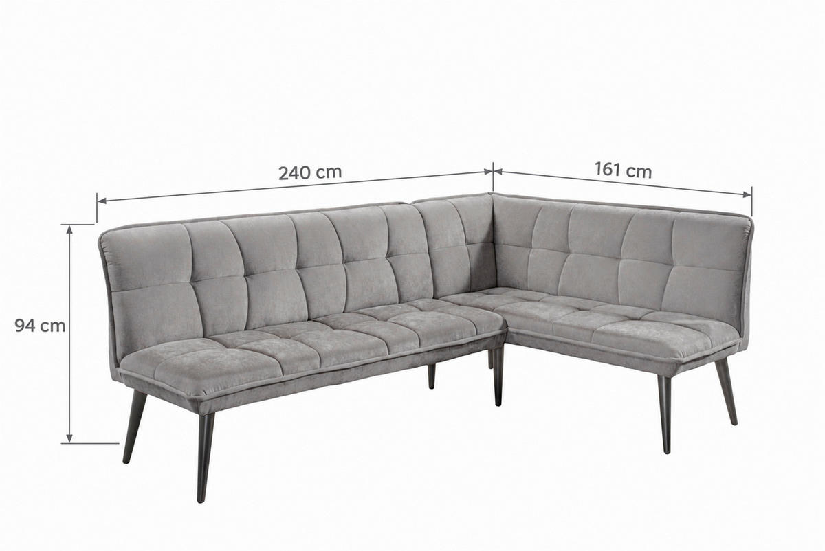 KLUPA KUTNA  sivo-smeđa  drvo, tekstil, drvni materijal      - sivo-smeđa/crna, Moderno, drvni materijal/drvo (240/161cm) - Livetastic