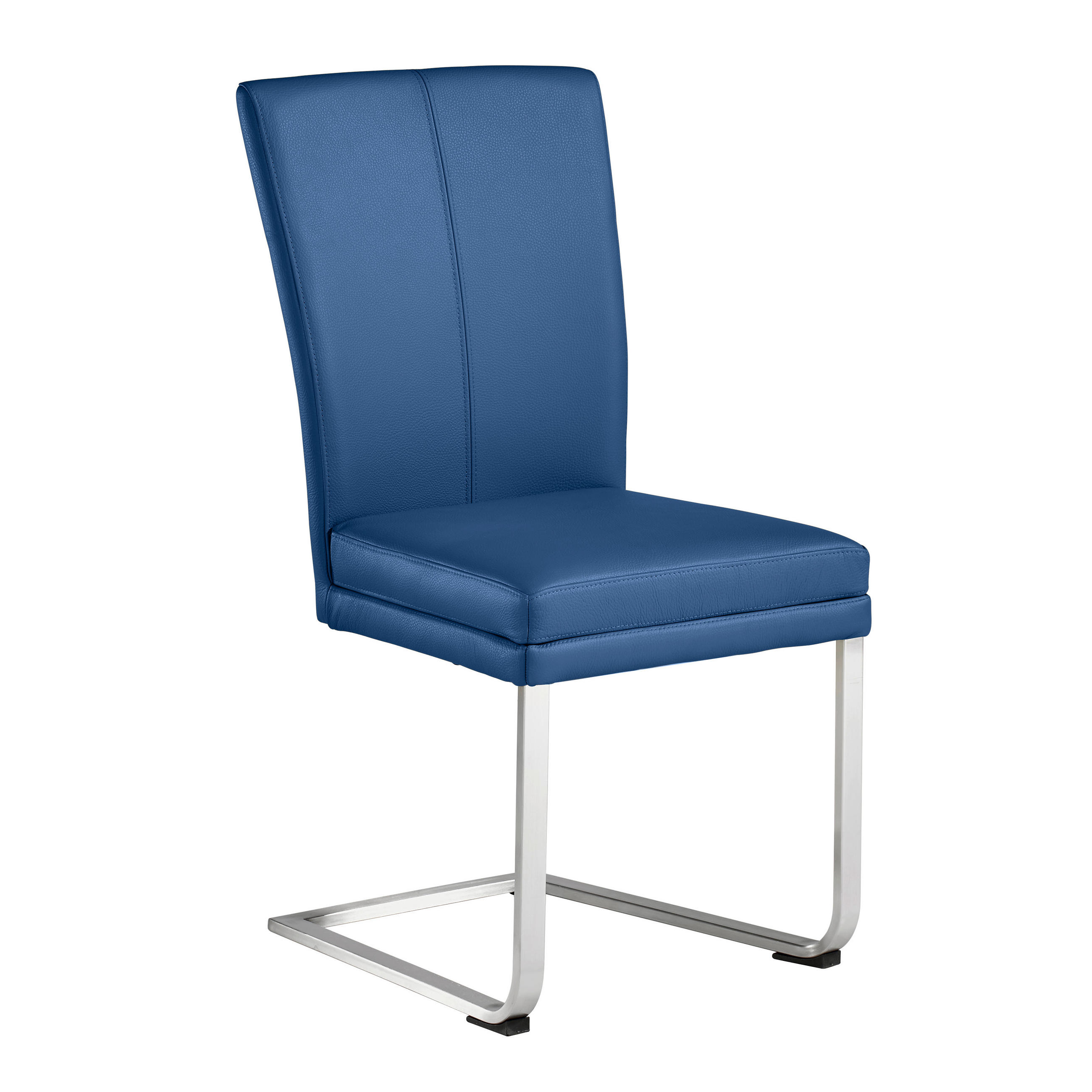 SCHWINGSTUHL  in Edelstahl Echtleder pigmentiert  - Edelstahlfarben/Dunkelblau, Design, Leder/Metall (44/98/58cm) - Valdera