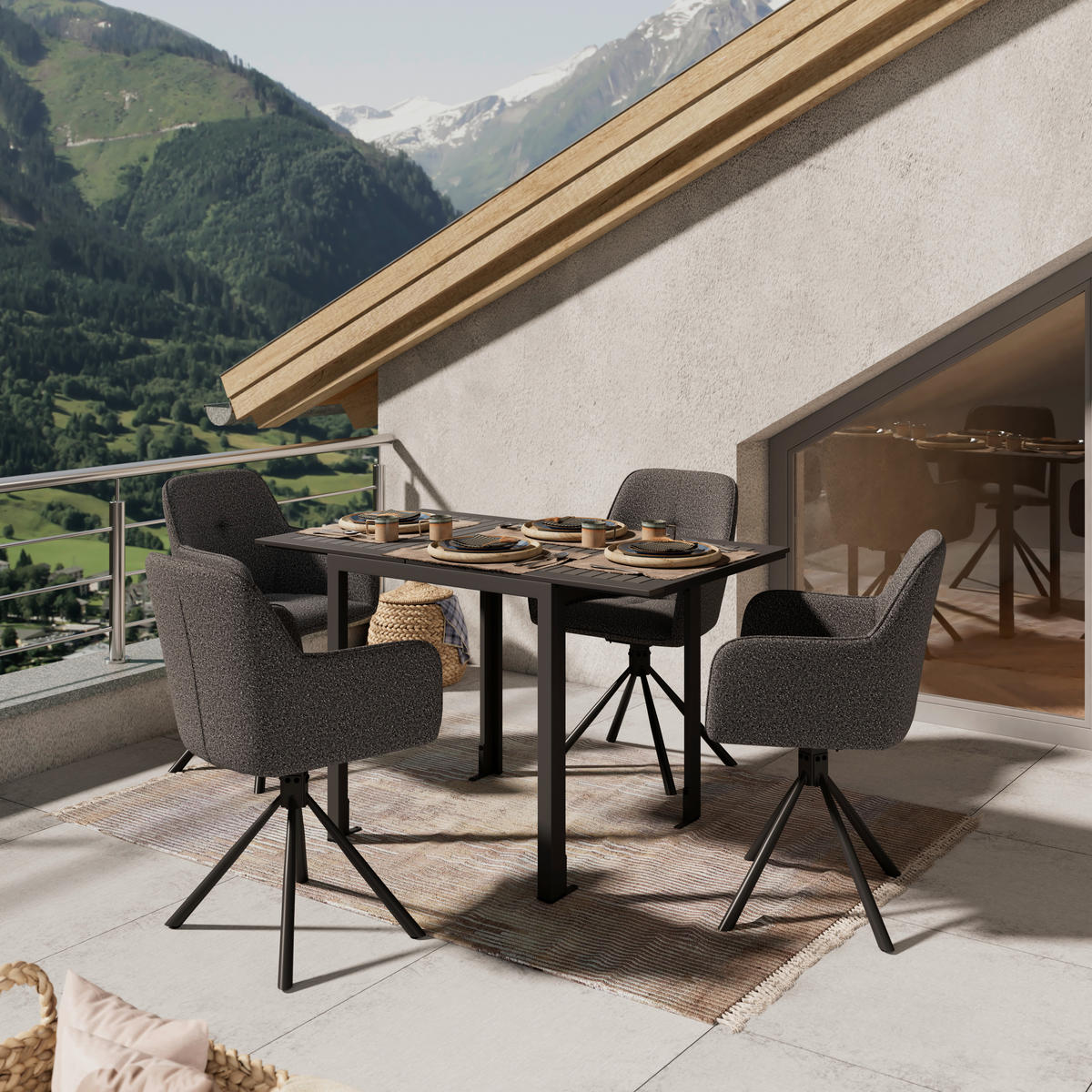 GARTENTISCH  - Dunkelgrau, MODERN, Kunststoff/Metall (123/70/75/70cm) - Ambia Garden