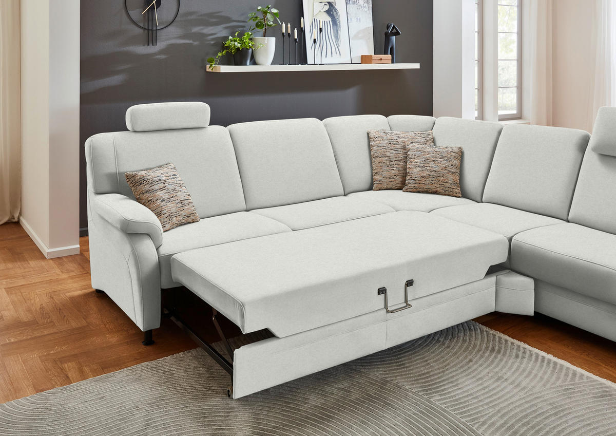 ECKSOFA  in Flachgewebe Silberfarben  269/287 cm  - Silberfarben/Schwarz, KONVENTIONELL, Textil/Metall (269/287cm) - Beldomo System