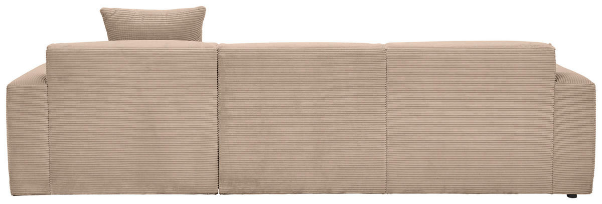 ECKSOFA Hellbraun Cord  - Hellbraun/Schwarz, Design, Kunststoff/Textil (303/196cm) - Livetastic