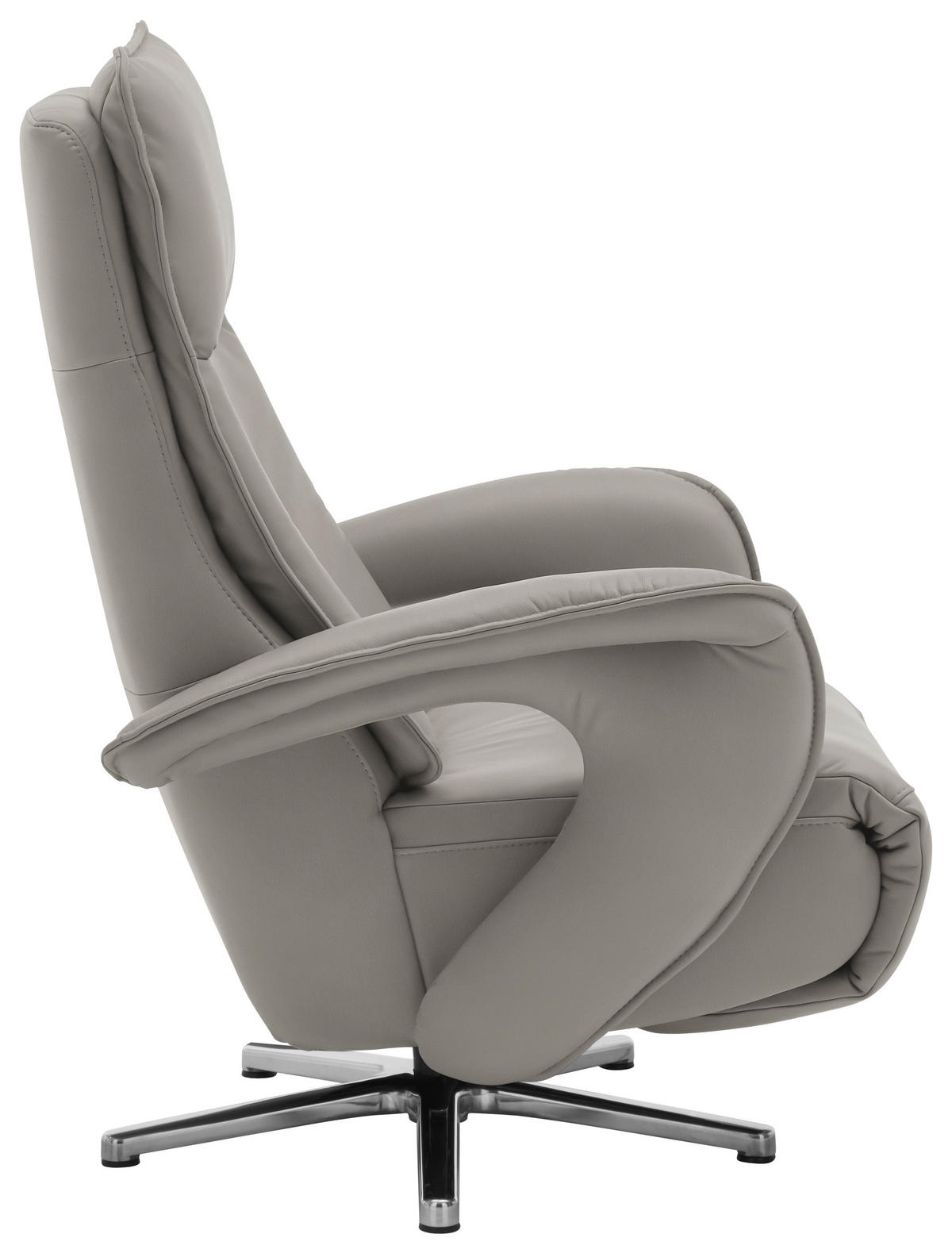 RELAXSESSEL in Leder Hellgrau  - Chromfarben/Hellgrau, Design, Leder/Metall (77/110/87cm) - Valdera