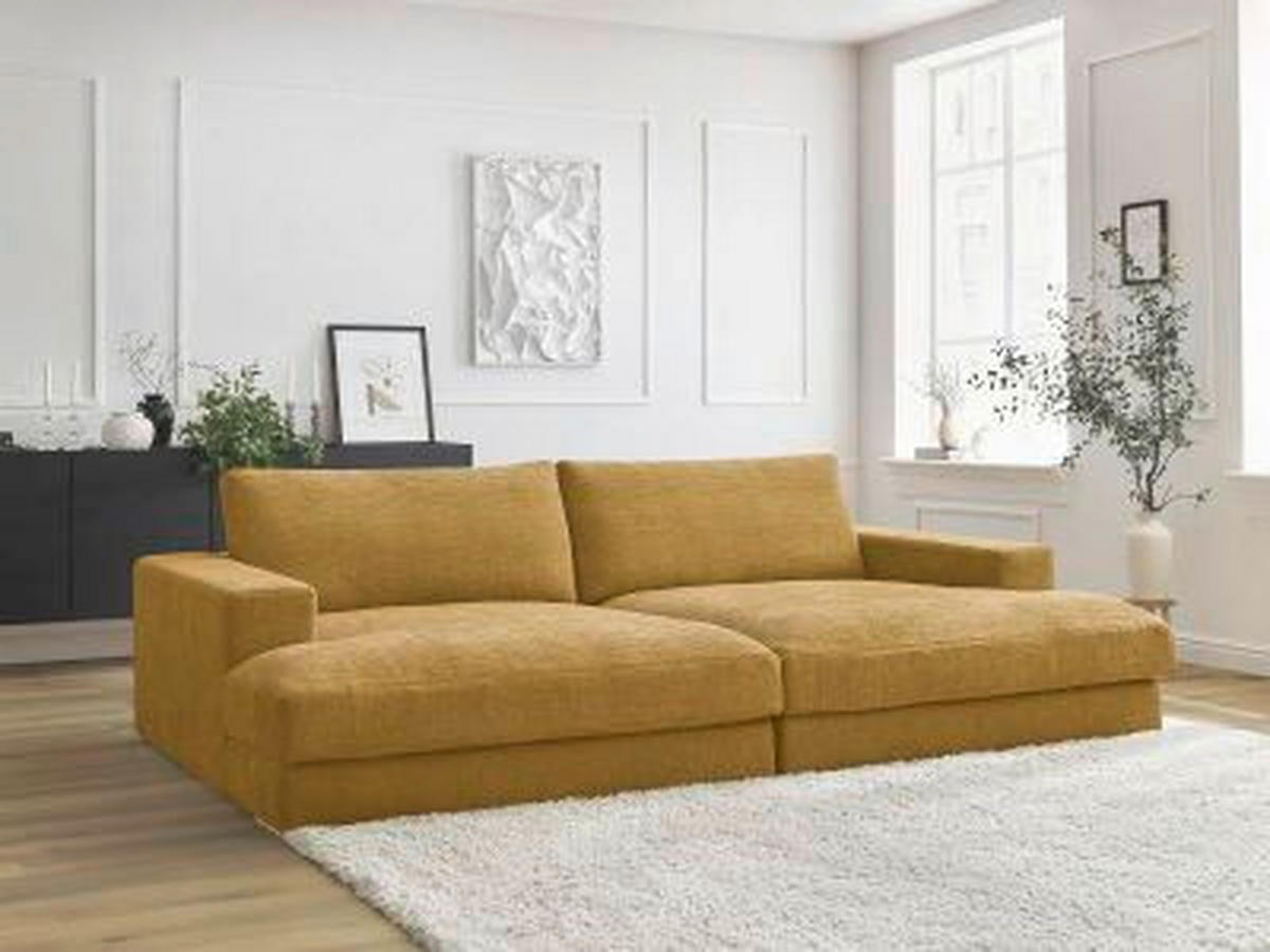 BIGSOFA LEONARD Struktur Gelb  - Gelb/Schwarz, MODERN, Kunststoff/Textil (274/77/159cm)