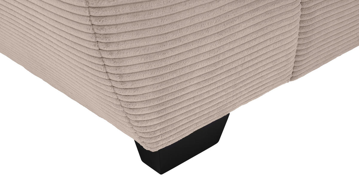 ECKSOFA Taupe Cord Rückenkissen, Armlehnenkissen, Bettkasten, Schlaffunktion, Rücken echt, Liegefläche im Originalstoff  - Taupe/Schwarz, KONVENTIONELL, Kunststoff/Textil (304/212cm) - Carryhome