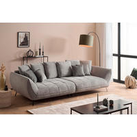 BIGSOFA in Flachgewebe Dunkelgrau  - Dunkelgrau/Schwarz, Design, Textil/Metall (311/95/130cm) - Livetastic