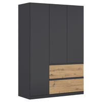 DREHTÜRENSCHRANK 136/197/54 cm 3-türig Grau, Eiche Artisan  - Eiche Artisan/Grau, MODERN, Holzwerkstoff (136/197/54cm) - Rauch Möbel