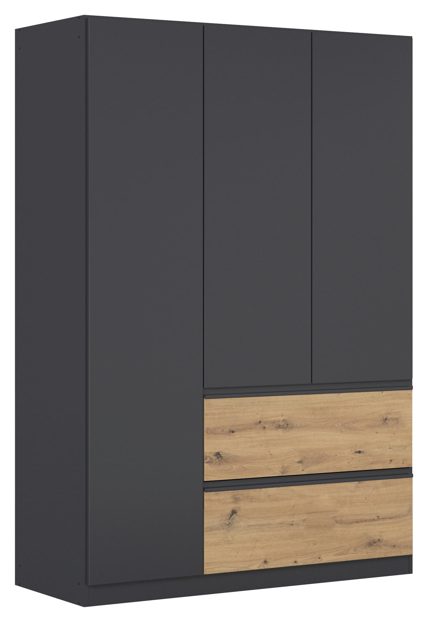 Rauch Möbel Drehtürenschrank Grau, Eiche Artisan 136x197x54 cm