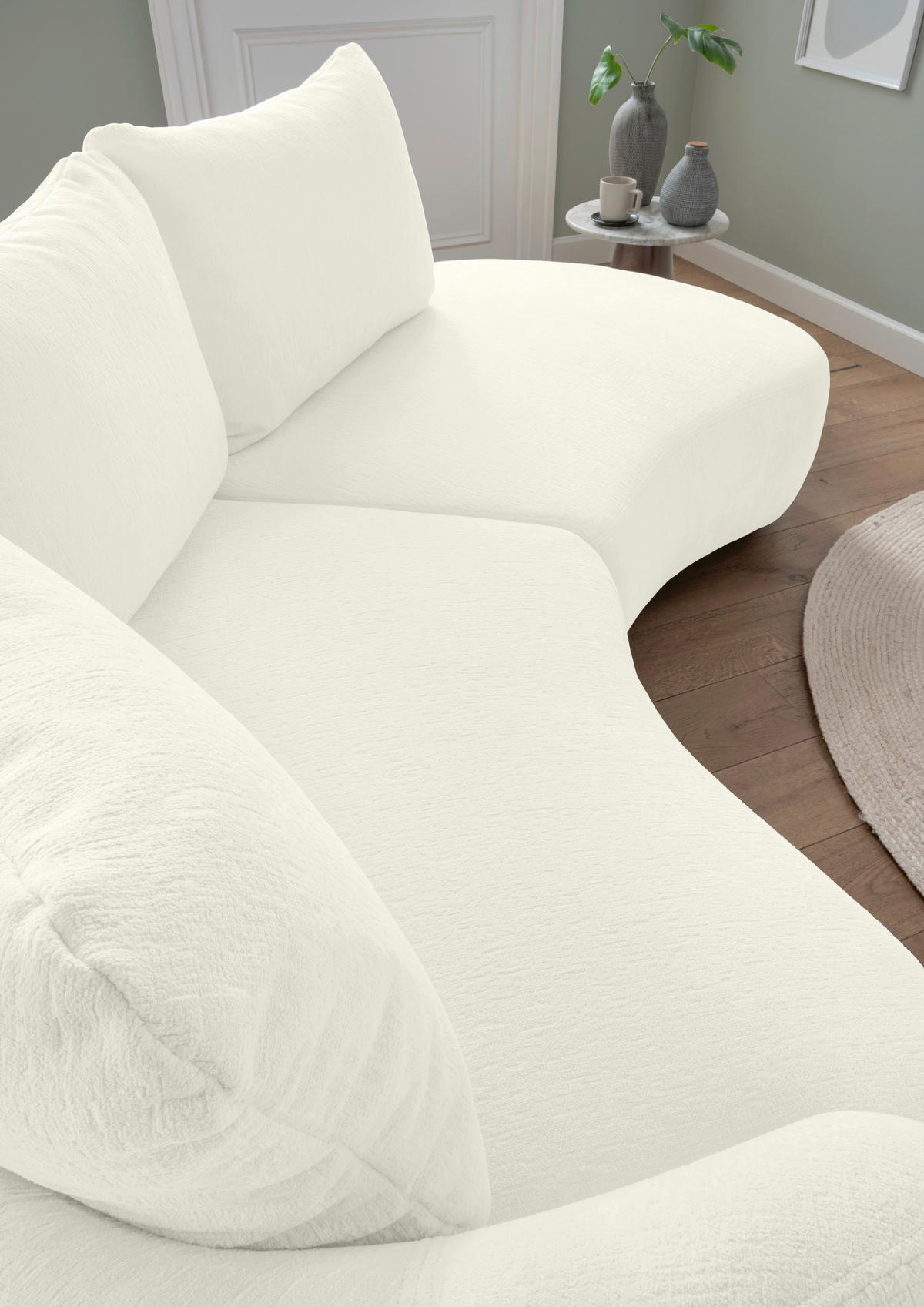 ECKSOFA in Mikrofaser Weiss  - Weiss/Schwarz, Modern, Kunststoff/Textil (139/250cm) - Livetastic