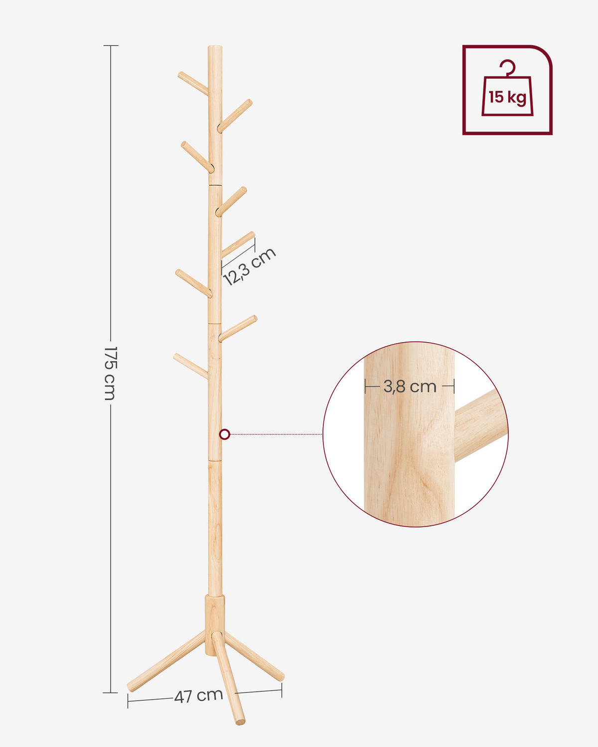 KLEIDERSTÄNDER in Ecru 47/175/47 cm   - Ecru, Basics, Holzwerkstoff (47/175/47cm)