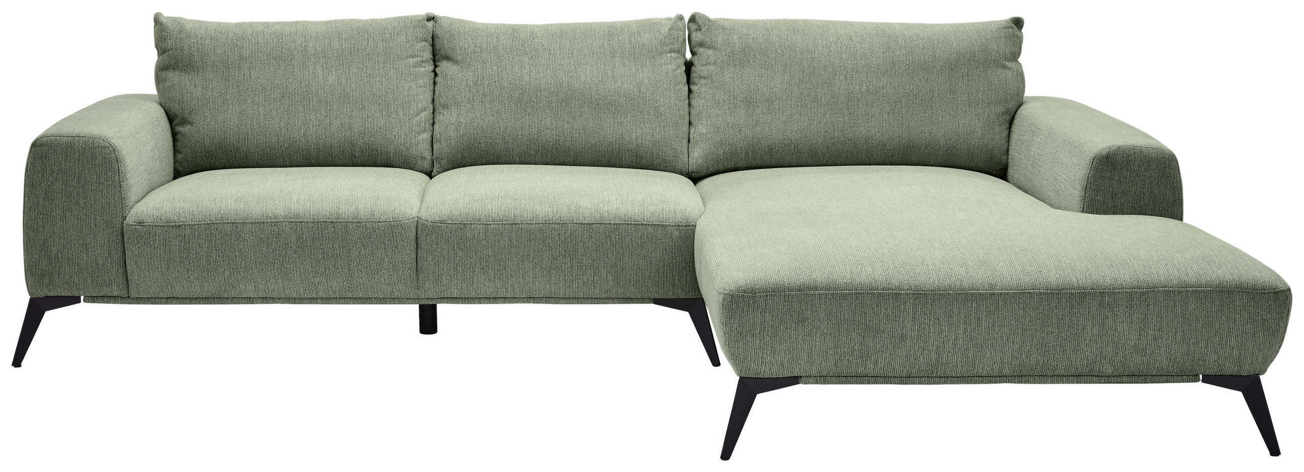 ECKSOFA in Webstoff Olivgrün  - Schwarz/Olivgrün, Design, Textil/Metall (298/187cm) - Stylife