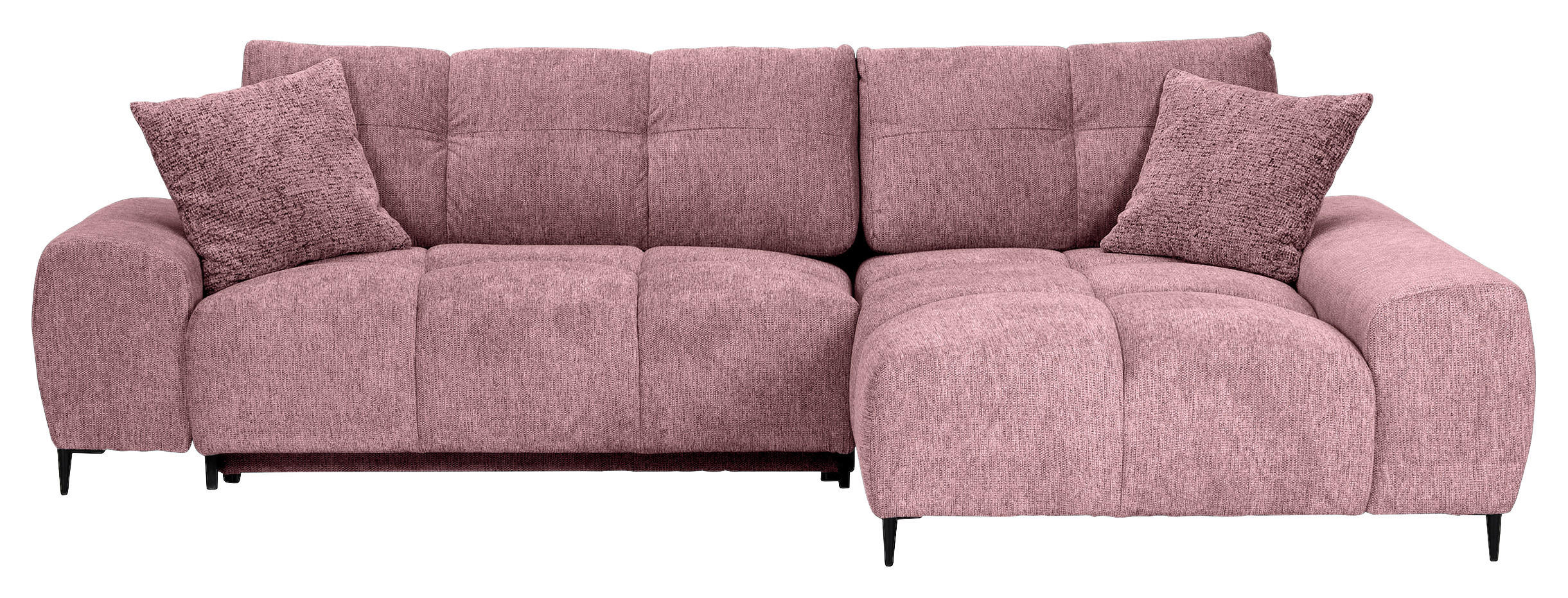 ECKSOFA  in Flachgewebe Altrosa  - Schwarz/Altrosa, KONVENTIONELL, Textil/Metall (295/180cm) - Carryhome
