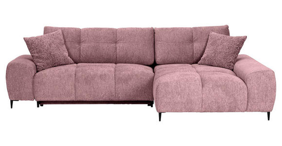 ECKSOFA  in Flachgewebe Altrosa  - Schwarz/Altrosa, KONVENTIONELL, Textil/Metall (295/180cm) - Carryhome