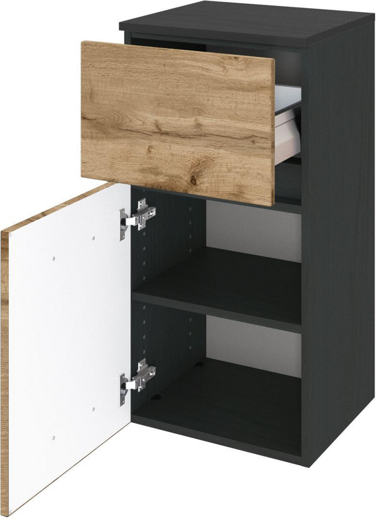 UNTERSCHRANK 40/79/35 cm   - Silberfarben/Eiche Wotan, Design, Holzwerkstoff/Kunststoff (40/79/35cm) - Held