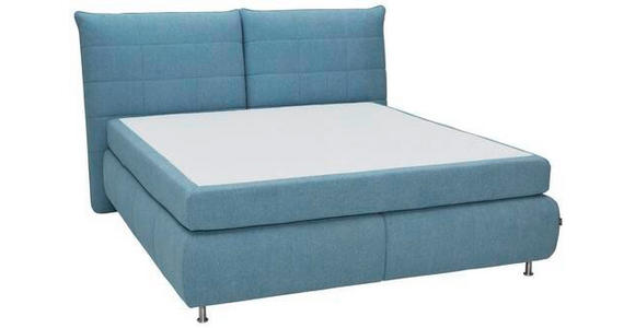 BOXSPRINGBETT 200/200 cm in Blau - Blau/Edelstahlfarben, KONVENTIONELL, Textil (200/200cm) - Dieter Knoll