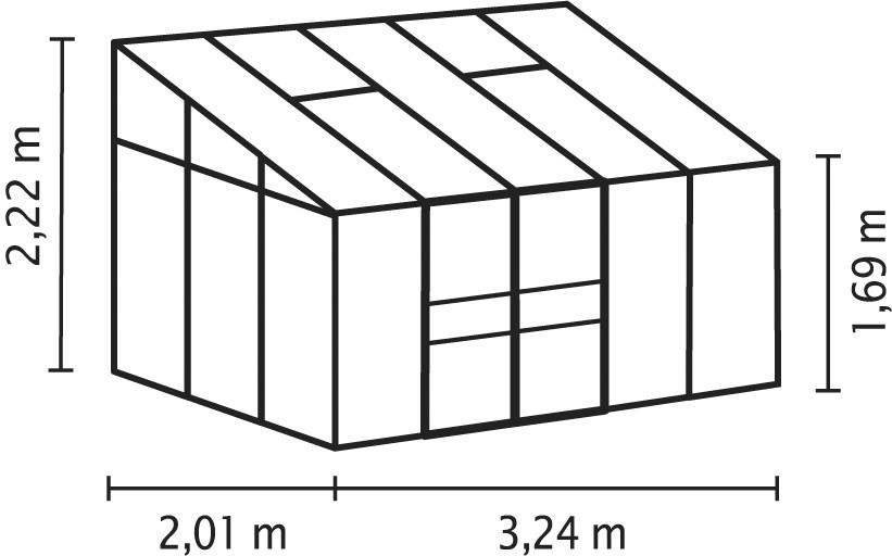 ANLEHN-GEWÄCHSHAUSBAUSATZ - Alufarben, Basics, Metall (324,3/220,8/201,4cm)