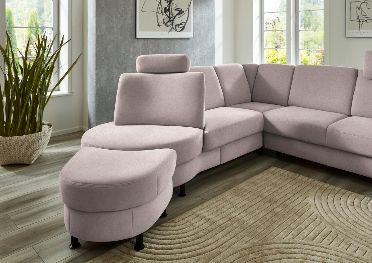 ECKSOFA  in Flachgewebe Rosa  252/248 cm  - Schwarz/Rosa, KONVENTIONELL, Textil/Metall (252/248cm) - Beldomo Comfort