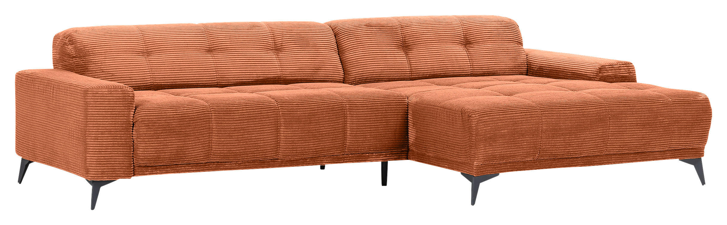 ECKSOFA in Cord Rostfarben  - Rostfarben/Schwarz, Konventionell, Textil/Metall (295/165cm) - Carryhome