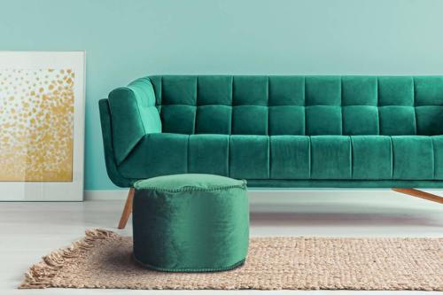 POUF Samt 47/32/47 cm  - Grün, Basics, Textil (47/32/47cm) - Kayoom