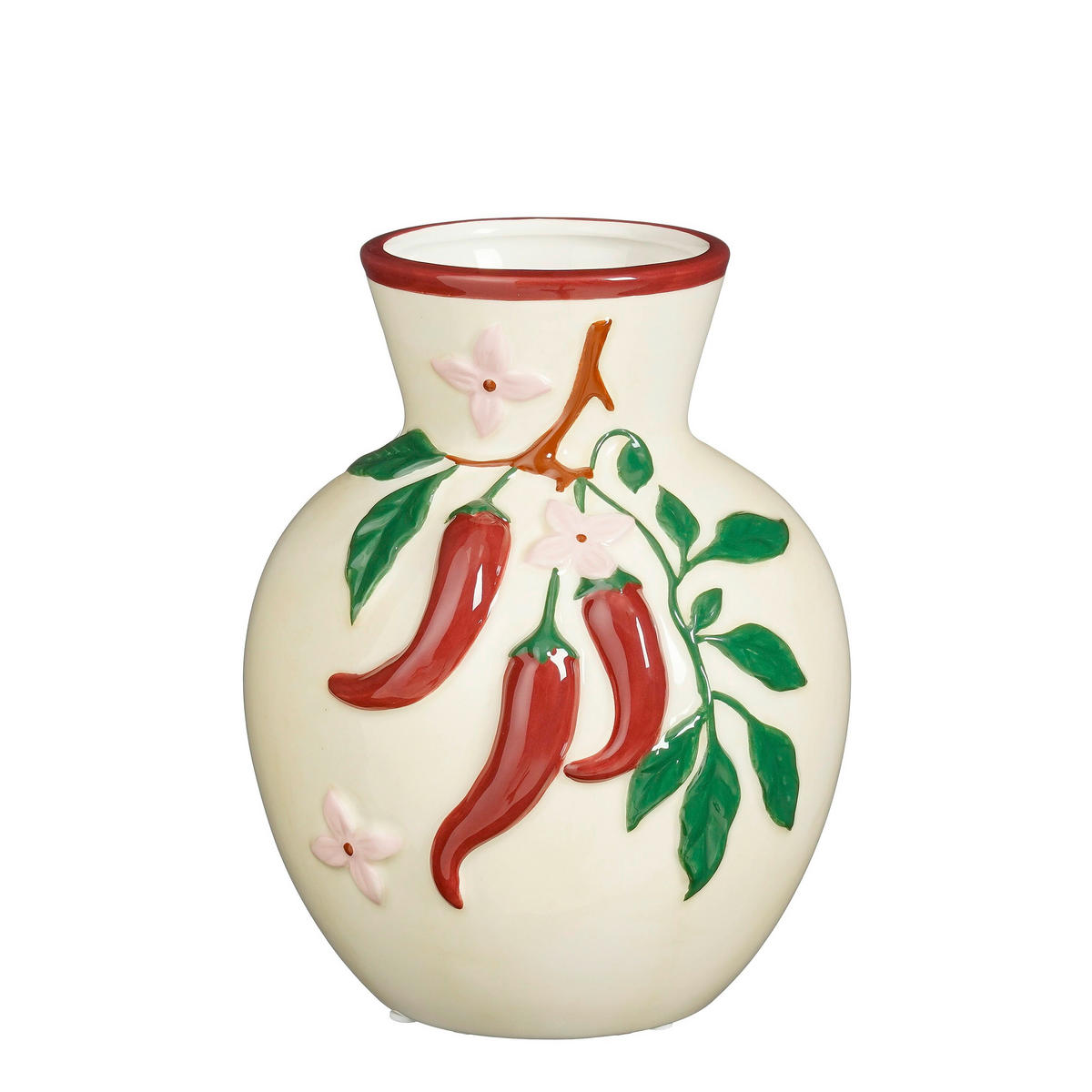 VÁZA  - sötétvörös, Basics, kerámia (15.5/15/19cm)