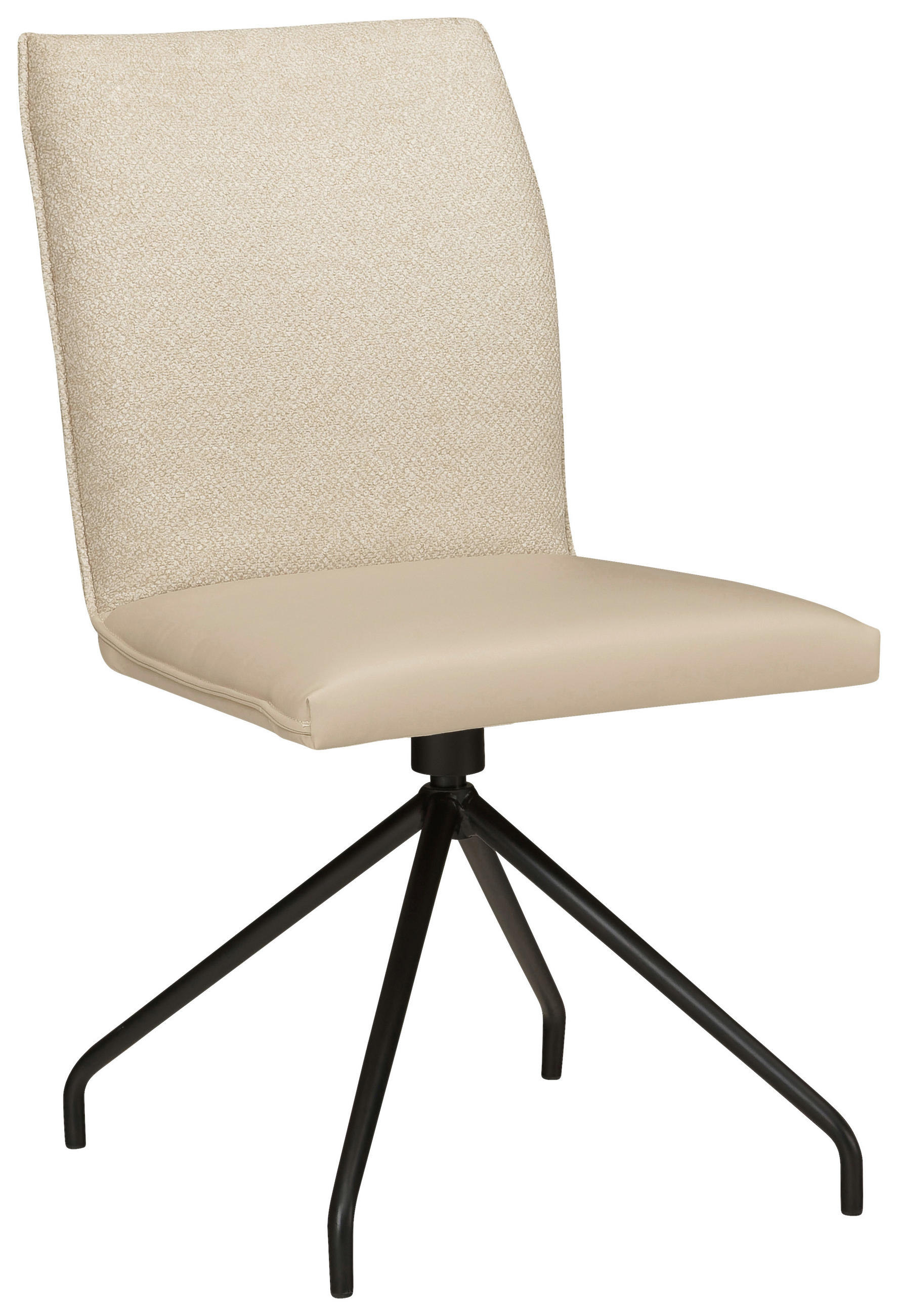 STUHL  Stoffauswahl, Typenauswahl, Sitzfläche 360° drehbar Webstoff, Mikrofaser  - Beige/Schwarz, Design, Textil/Metall (49/91/60cm) - Moderano