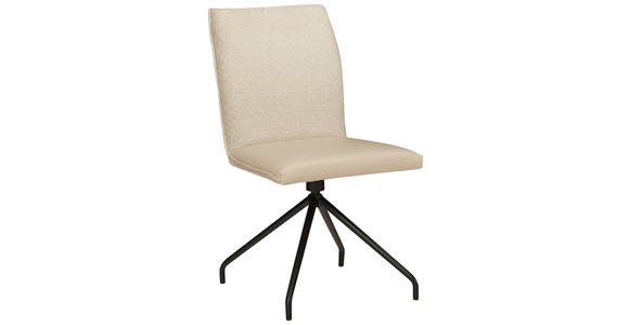 STUHL  Stoffauswahl, Typenauswahl, Sitzfläche 360° drehbar Lederlook, Mikrofaser  - Beige/Schwarz, Design, Textil/Metall (49/91/60cm) - Moderano