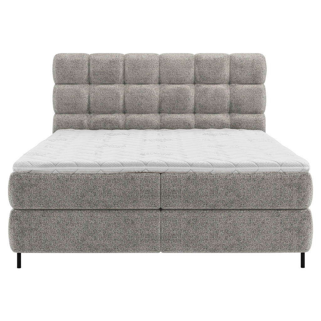 Thumbnail - Esposa Boxspringbett, Taupe, Textil, H2 + H3, Höhe ca. 19 cm, 180x200 cm, gepolstertes Kopfteil, Topper durchgehend, in ...