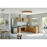 ECKKÜCHE 210/210 cm  in Schieferfarben, Eiche Wotan  - Chromfarben/Schieferfarben, MODERN, Holzwerkstoff/Metall (210/210cm) - Held