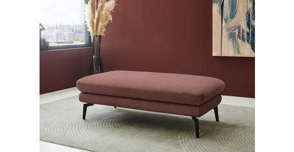 ECKSOFA  in Chenille, Flachgewebe Weinrot Rücken echt  180/284 cm  - Weinrot/Schwarz, Design, Textil/Metall (180/284cm) - Dieter Knoll