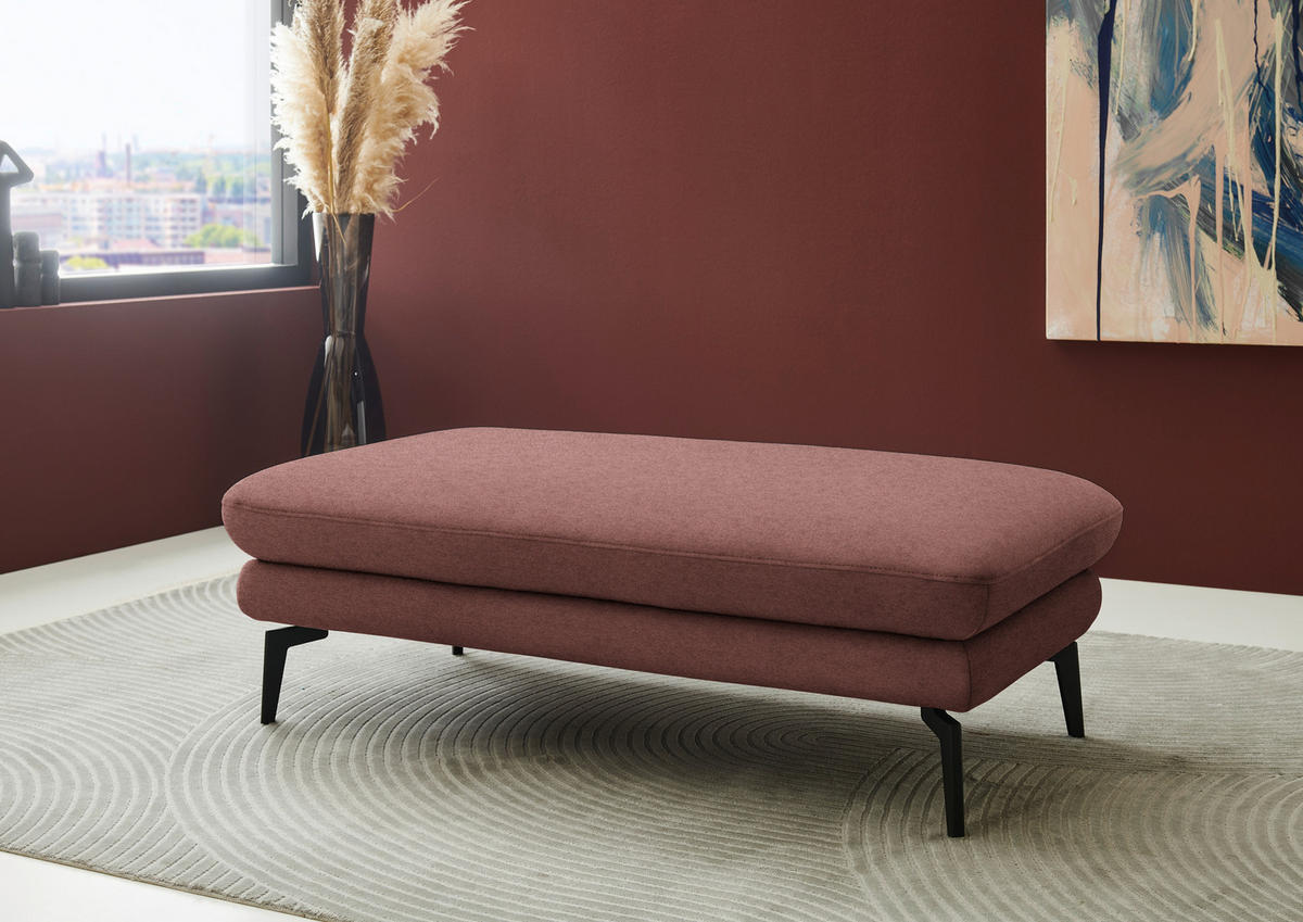 ECKSOFA Chenille, Flachgewebe Weinrot  - Weinrot/Schwarz, Design, Textil/Metall (180/284cm) - Dieter Knoll