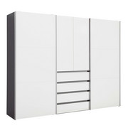 OMARA ZA OBLAČILA, bela, grafit - aluminij/bela, Design, kovina/leseni material (300/236/68cm) - Hom`in