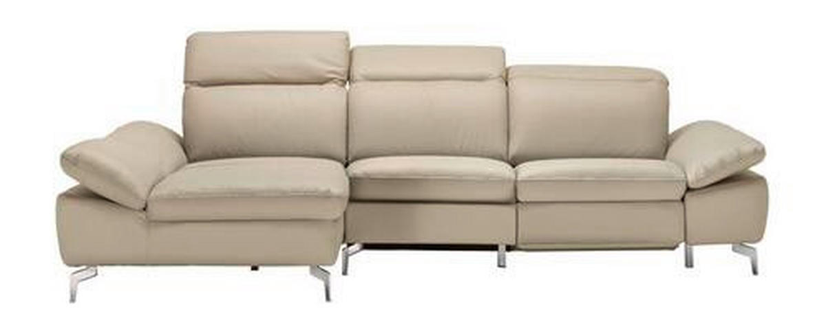 SEDEŽNA GARNITURA, videz usnja kombinacija pravega usnja/blaga umazano rjava  - barve kroma/umazano rjava, Design, kovina/tekstil (167/275cm) - Xora