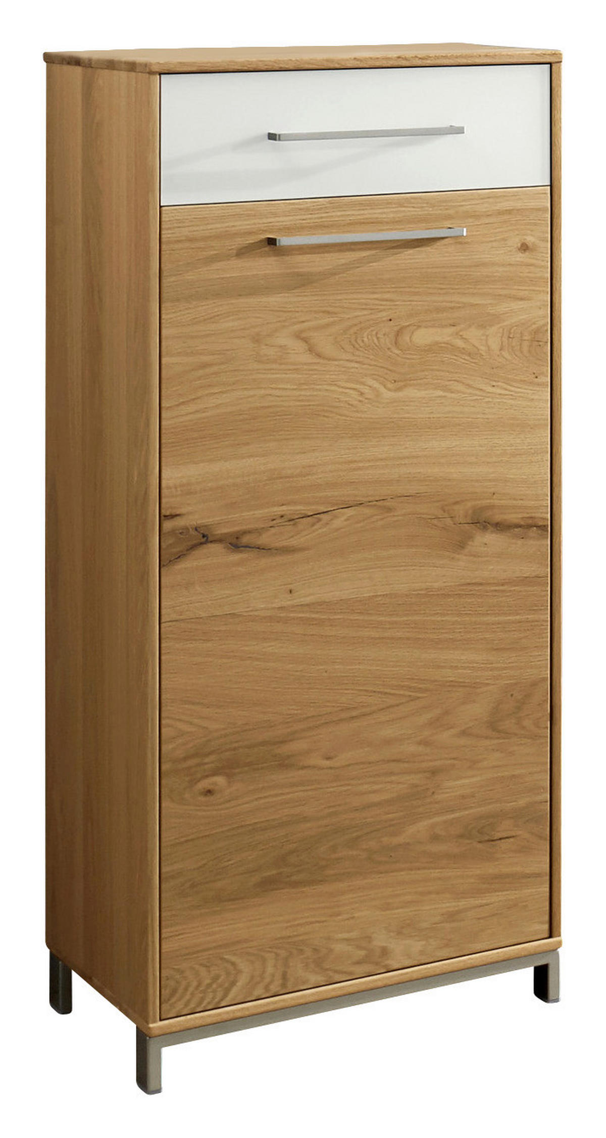 SCHUHSCHRANK  in 44/105/37 cm  - Edelstahlfarben/Eichefarben, Natur, Glas/Holz (44/105/37cm) - Novel