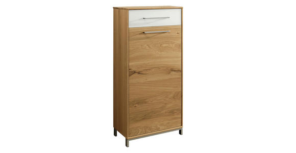 SCHUHSCHRANK  in 44/105/37 cm  - Edelstahlfarben/Eichefarben, Natur, Glas/Holz (44/105/37cm) - Novel