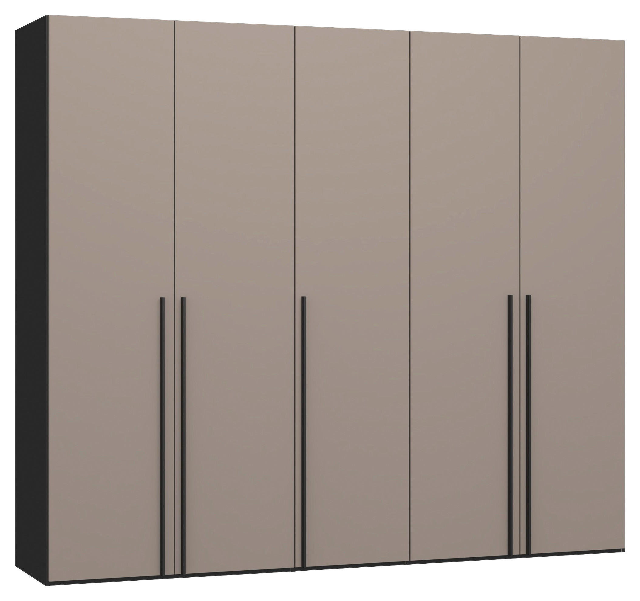 DREHTÜRENSCHRANK 253/220/59 cm,  in Hellbraun, 5-türig  - Hellbraun/Schwarz, Design, Glas/Holzwerkstoff (253/220/59cm) - Jutzler