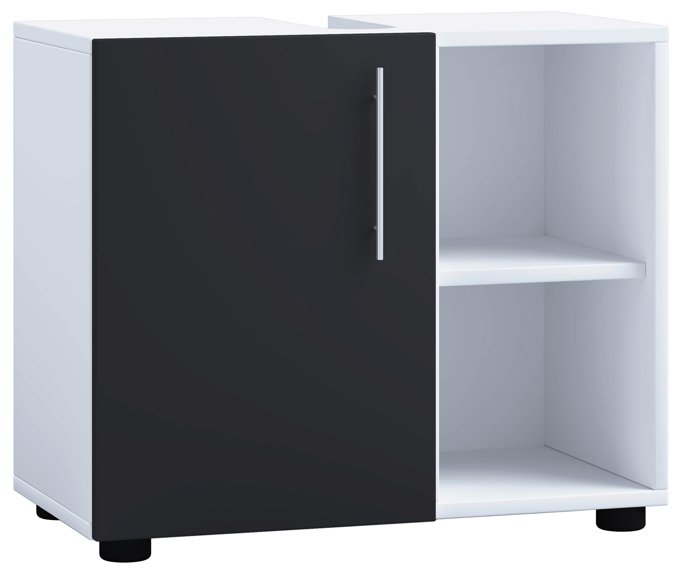 WASCHBECKENUNTERSCHRANK 60,2/50,7/29,6 cm - Weiss/Schwarz, Modern, Holzwerkstoff/Kunststoff (60,2/50,7/29,6cm) - MID.YOU