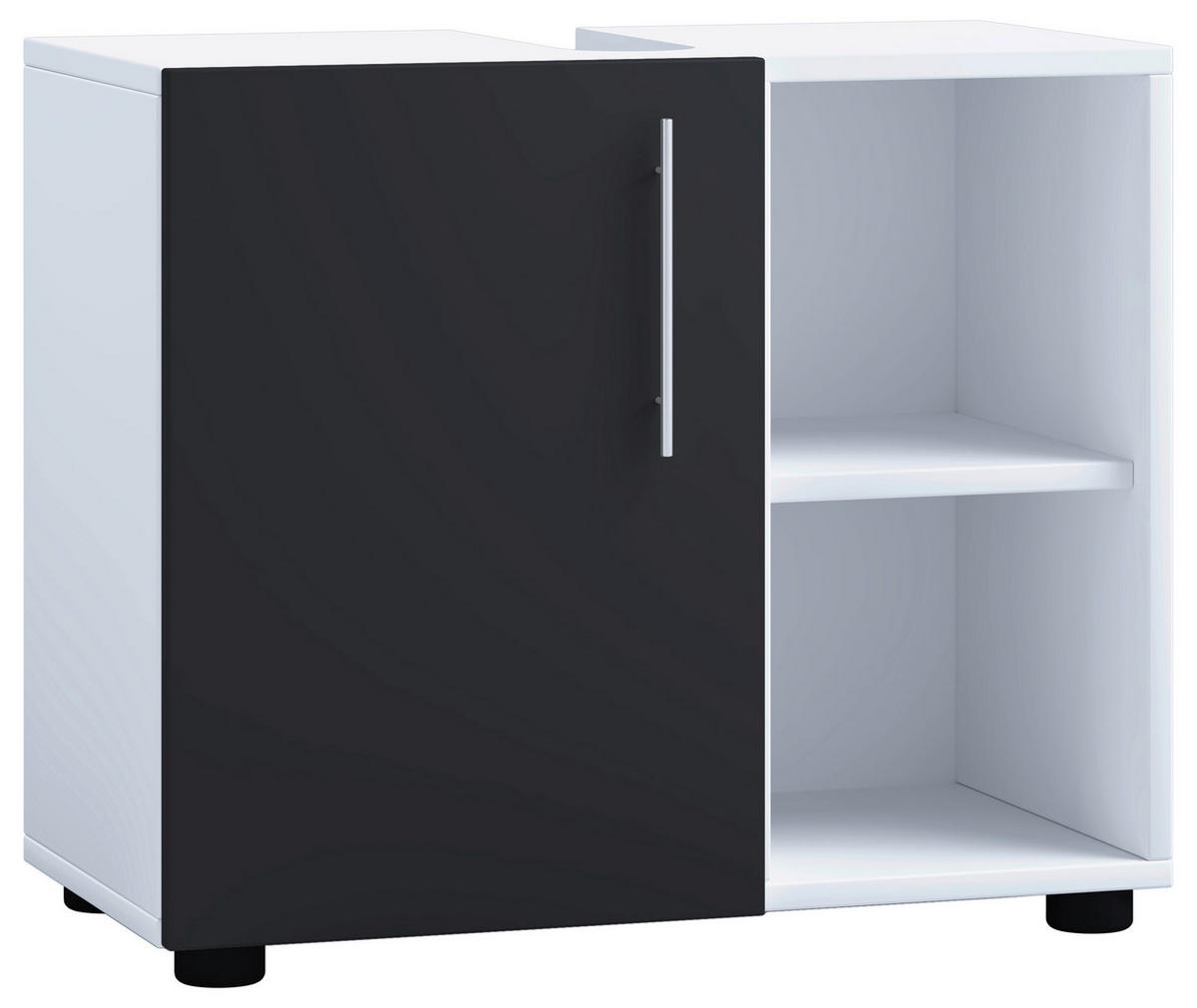 WASCHBECKENUNTERSCHRANK 60,2/50,7/29,6 cm  - Weiss/Schwarz, Modern, Holzwerkstoff/Kunststoff (60,2/50,7/29,6cm) - MID.YOU