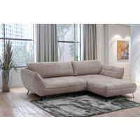 ECKSOFA SAMOA Hellbraun Struktur  - Hellbraun/Schwarz, Design, Textil/Metall (282/187cm) - Livetastic