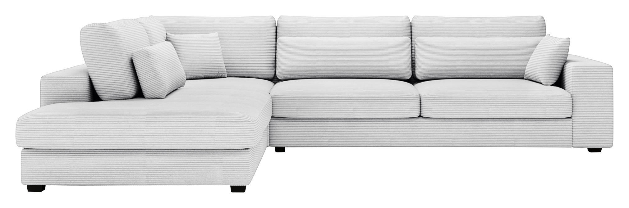 ECKSOFA in Cord Hellgrau  - Hellgrau/Schwarz, Konventionell, Kunststoff/Textil (250/314cm) - Carryhome