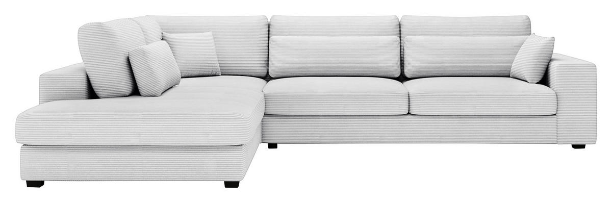 ECKSOFA Hellgrau Cord  - Hellgrau/Schwarz, KONVENTIONELL, Kunststoff/Textil (250/314cm) - Carryhome