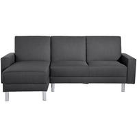 ECKSCHLAFSOFA inkl. Hocker in Graphitfarben Textil   - Chromfarben/Graphitfarben, Konventionell, Textil/Metall (152/230cm) - Max Winzer
