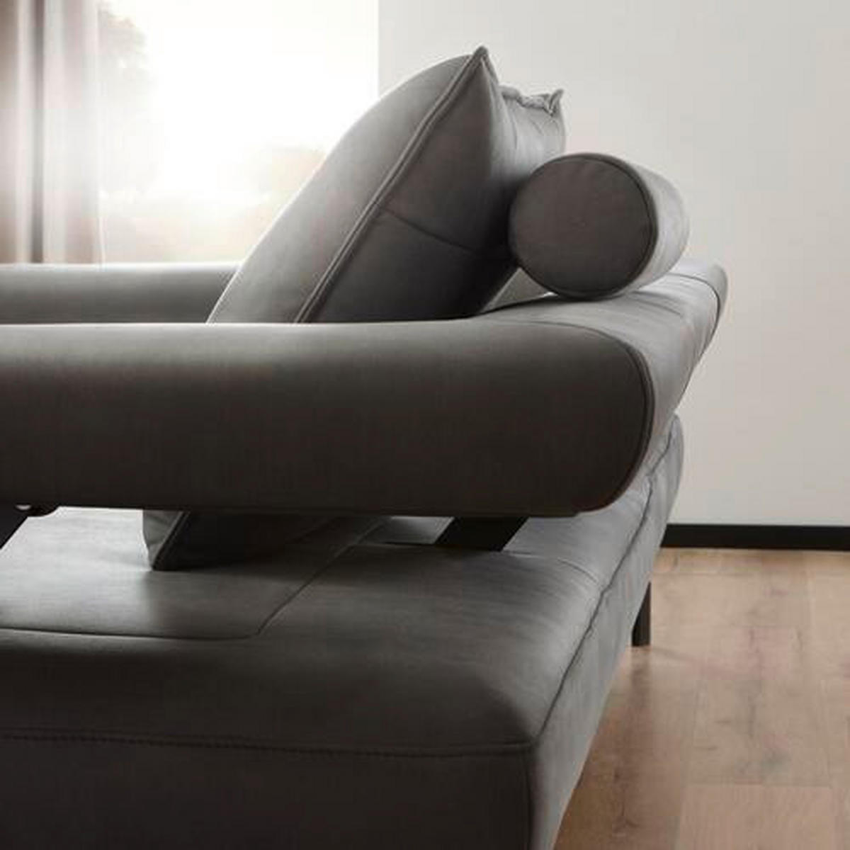 ECKSOFA in Mikrofaser Bordeaux  224/305 cm  - Bordeaux/Schwarz, Design, Textil/Metall (224/305cm) - Dieter Knoll