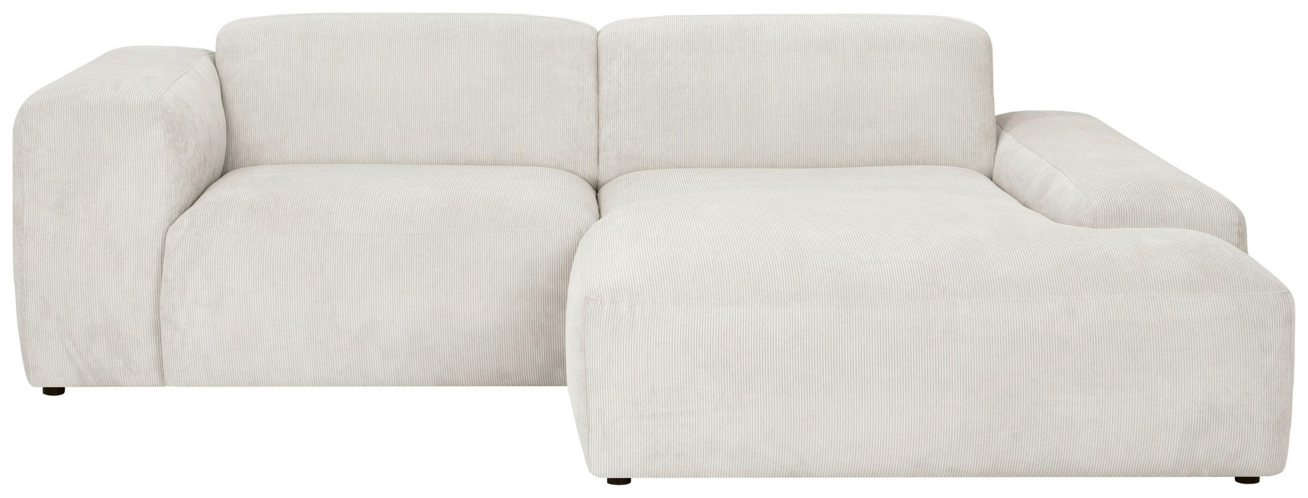 ECKSOFA HANNAH Creme Cord  - Creme/Schwarz, Design, Kunststoff/Textil (252/170cm) - MID.YOU