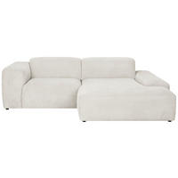 ECKSOFA HANNAH Creme Cord  - Creme/Schwarz, Design, Kunststoff/Textil (252/170cm) - MID.YOU