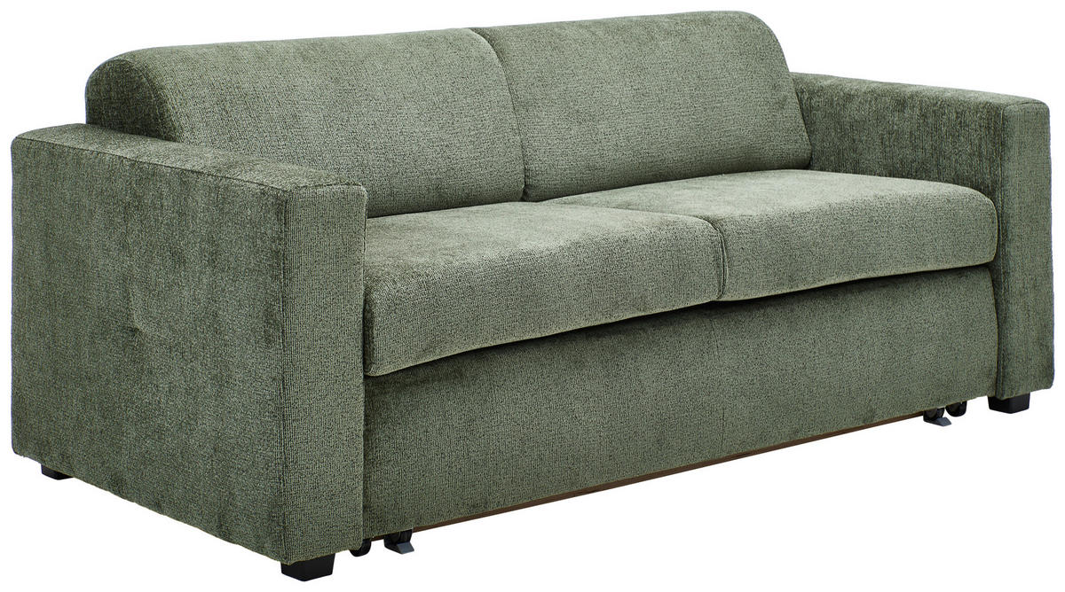 SCHLAFSOFA Chenille Olivgrün  - Schwarz/Olivgrün, KONVENTIONELL, Kunststoff/Textil (198/81/97,5cm) - Carryhome
